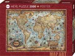 Heye Puzzle Map Art: Svet 2000 dielikov