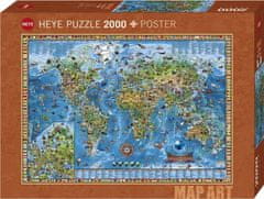 Heye Puzzle Map Art: Úžasný svet 2000 dielikov