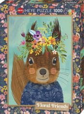 Heye Puzzle Floral Friends: Roztomilá veverička 1000 dielikov
