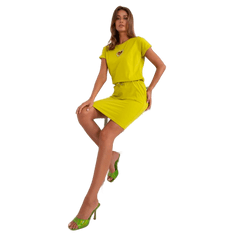RELEVANCE Dámske bavlnené mini teplákové šaty RISSAH limetkovo zelená RV-SK-8763.02_400925 Univerzálne