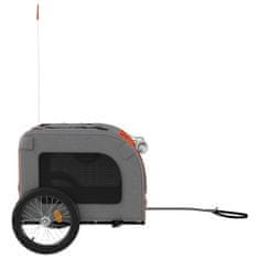 Vidaxl Príves na bicykel pre psa oranžovo-sivý oxfordská látka železo