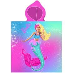 Carbotex Dievčenské plážové pončo - osuška s kapucňou Barbie - Morská panna