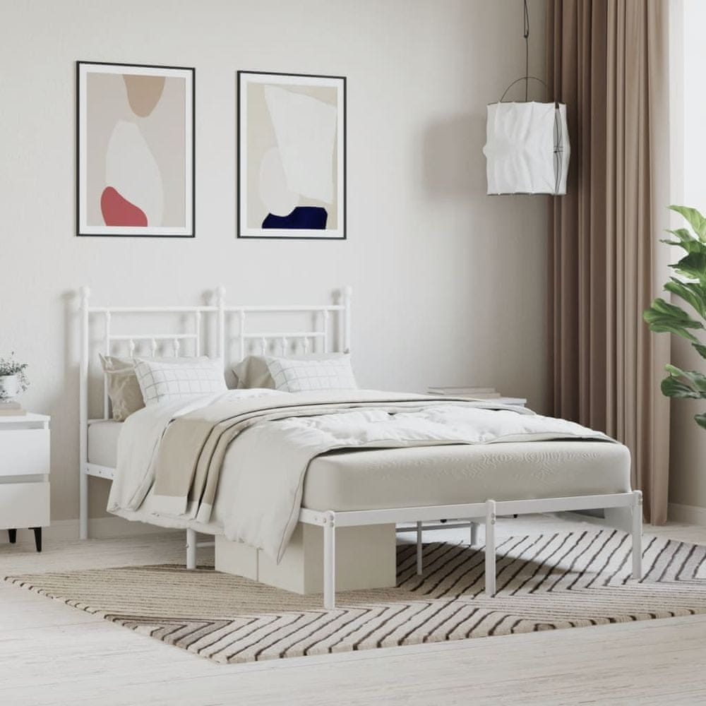 Petromila vidaXL Kovový rám postele s čelom biely 120x190 cm