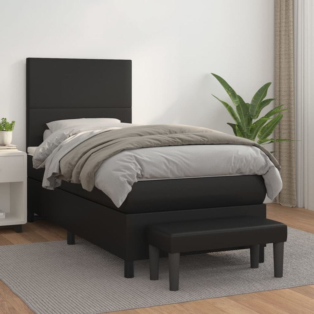 Vidaxl Boxspring posteľ s matracom čierna 80x200 cm umelá koža