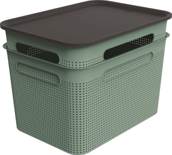 Rotho set box + víko BRISEN 2× 16 l, zelený