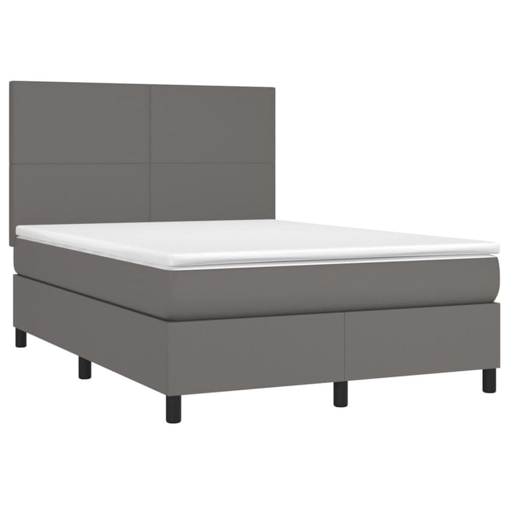 Vidaxl Boxspring posteľ s matracom sivá 140x200 cm umelá koža