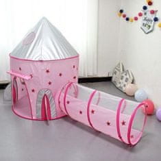 JOJOY® Zábavný hrací stan pre deti do 4 rokov s preliezacím tunelom – ružová | MAGICHOUSE