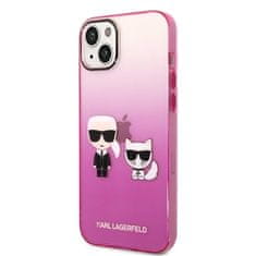 Karl Lagerfeld Kryt na mobil Gradient Karl and Choupette na Apple iPhone 14 Plus - růžový