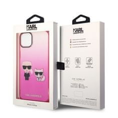 Karl Lagerfeld Kryt na mobil Gradient Karl and Choupette na Apple iPhone 14 Plus - růžový