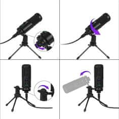 Platinet Mikrofon VARR GAMING TUBE CARDIOID SET USB TRIPOD - černý