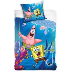 Carbotex Bavlnené posteľné obliečky SpongeBob na háčiku