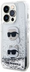 Karl Lagerfeld Kryt KLHCP14LLDHKCNS iPhone 14 Pro 6.1" silver hardcase Liquid Glitter Karl & Choupette Heads (KLHCP14LLDHKCNS)