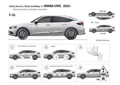 Rider Ochranné lišty bočných dverí, Honda Civic XI, 2021- , Liftback