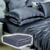 Hodvábne zamatová priliehavá posteľná plachta + 2 obliečky na vankúš – tmavosivá, 180 x 200 | SILKYFIT