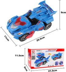 JOJOY® Detské svetielkujúce autíčko 2v1 transformujúce sa na dinosaura – modrá | DYNOCAR