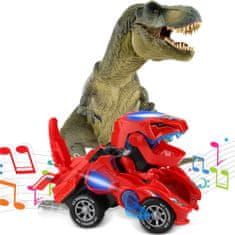JOJOY® Detské svetielkujúce autíčko 2v1 transformujúce sa na dinosaura – červená | DYNOCAR