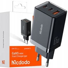 Mcdodo Nabíjačka USB-C USB-A, GAN 5 pro, rýchla, 65 W, Mcdodo CH-1540