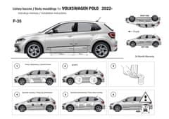 Rider Ochranné lišty bočných dverí, VW Polo VI, 2022- , Facelift