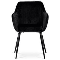Autronic Jedálenská stolička, poťah čierna matná zamatová látka, kovové nohy, čierny matný lak PIKA BK4