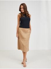 Orsay Svetlo hnedá dámska midi sukňa v semišovej úprave ORSAY S