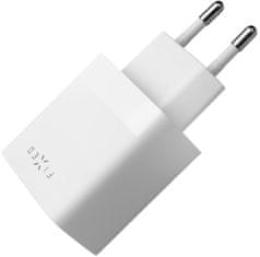 FIXED síťová nabíječka, 2x USB-A, 17W, biela + USB-A - Lightning kábel, 1m, biela