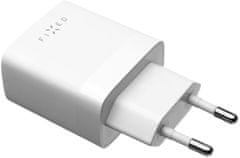 FIXED síťová nabíječka, 2x USB-A, 17W, biela + USB-A - Lightning kábel, 1m, biela