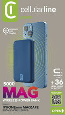 CellularLine Powerbanka MAG 5000 s bezdrôtovým nabíjaním a podporou MagSafe, 5000 mAh PBMAGSFCOL5000WIRK, čierna