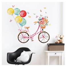 PIPPER. Samolepka na stenu "Bicykel s balónmi" 86x100 cm