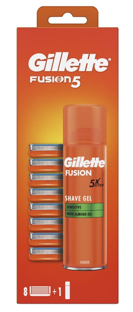 Gillette Fusion5 Holiaca Hlavica 8 Ks + Fusion5 Ultra Sensitive 200 ml