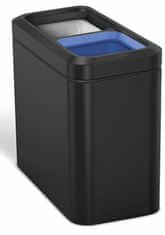 Simplehuman Odpadkový kôš na triedený odpad, 20 l (10/10), otvorený, matná čierna oceľ