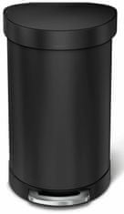 Simplehuman Pedálový odpadkový kôš – 45 l, polguľatý, matná čierna oceľ, rám na vrecká