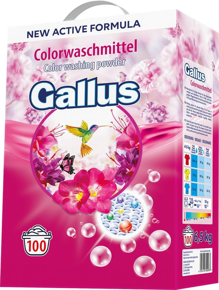 Gallus prací prášek Color, 100 pracích dávek, 6,5 kg