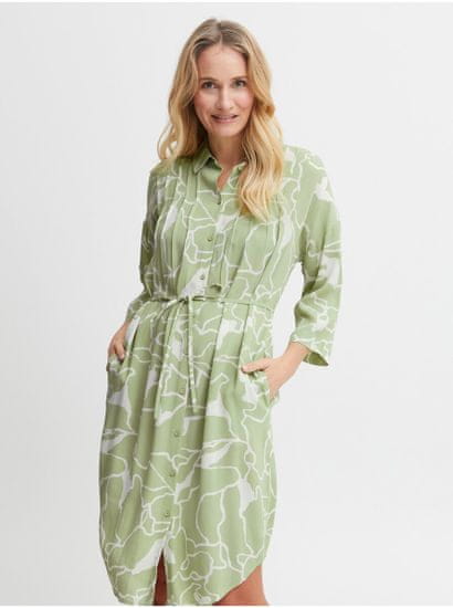 Fransa Bielo-zelené dámske vzorované košeľové šaty Fransa