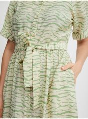 Fransa Krémovo-zelené dámske vzorované košeľové midišaty Fransa S