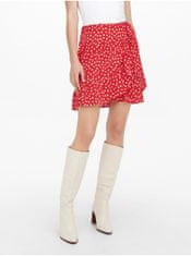 ONLY Červená dámska kvetovaná zavinovacia sukňa ONLY Olivia XL