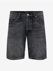ONLY&SONS Čierne pánske džínsové kraťasy ONLY & SONS Edge M