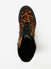 Desigual Hnedé dámske kožené členkové topánky s leopardím vzorom Desigual Biker Leopard 40
