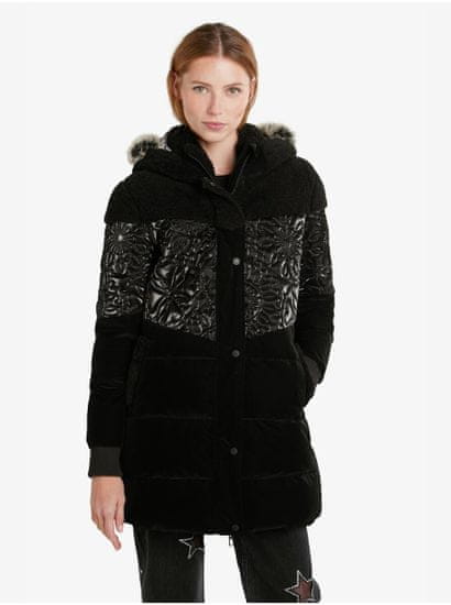Desigual Černý dámský prošívaný zimní kabát Desigual