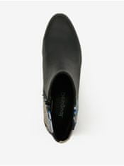 Desigual Čierne dámske vzorované členkové topánky na podpätku Desigual Dolly Patch 36