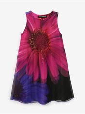 Desigual Ružovo-fialové dievčenské kvetované šaty Desigual Manuela 110-116