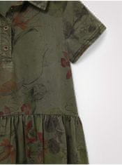 Desigual Kaki dievčenské vzorované šaty Desigual Mickey Camo Flower 98-104