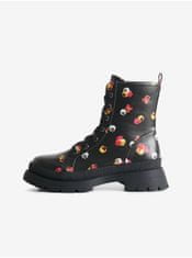 Desigual Čierne dámske členkové kvetované topánky Desigual Boot Flowers 40