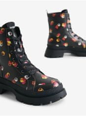 Desigual Čierne dámske členkové kvetované topánky Desigual Boot Flowers 36