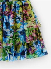 Desigual Modro-zelená dievčenská kvetovaná sukňa Desigual Garden 134-140