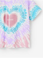 Desigual Bielo-fialové dievčenskú batikované tričko Desigual Hippie 110-116