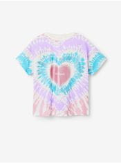Desigual Bielo-fialové dievčenskú batikované tričko Desigual Hippie 110-116