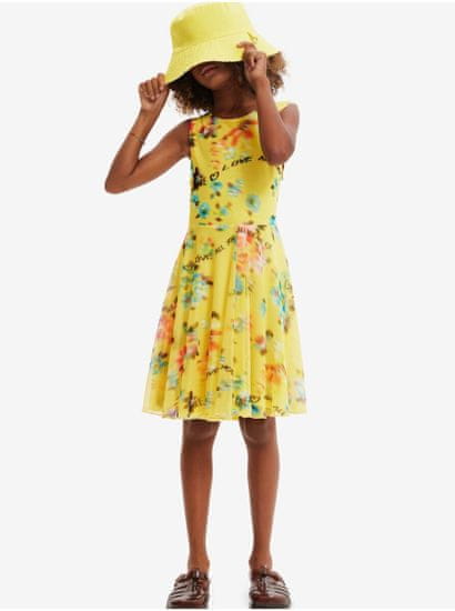 Desigual Žlté dievčenské kvetované šaty Desigual Gardenia