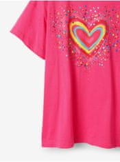 Desigual Tmavo ružové dievčenské tričko Desigual Heart 110-116