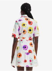 Desigual Biele dámske kvetované košeľové šaty Desigual Belgica-Lacroix XL