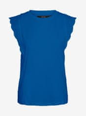 Vero Moda Modré dámske tričko s čipkou VERO MODA Hollyn XS